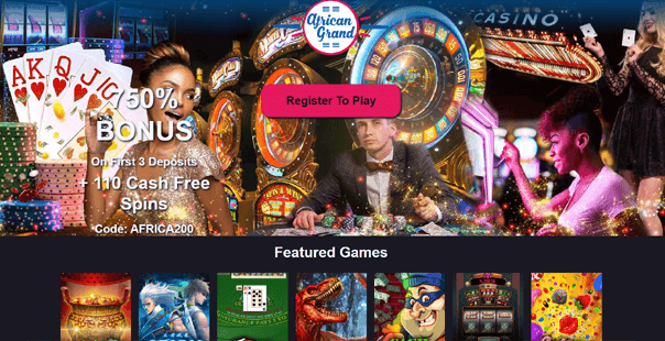 The homepage of african grand casino